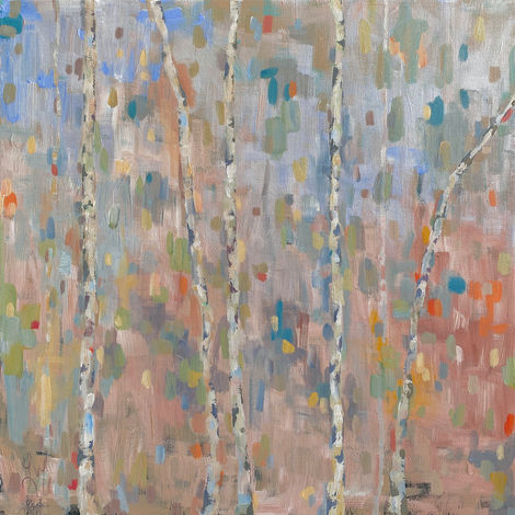 aspen trees, acrylic painting, impressionism, landscape, trees, colorful, original art, painting