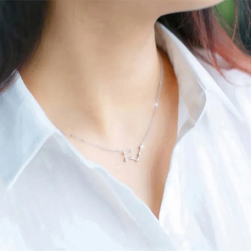 Thumbnail: 925 Sterling Silver Zircon 12 Constellations Pendant Necklace