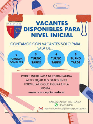 Vacantes disponibles para Nivel Inicial