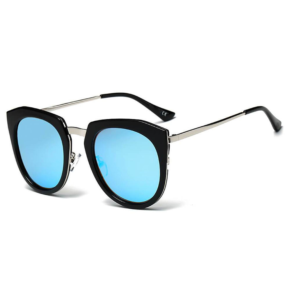 Thumbnail: FERNDALE | CA12 - Mirrored Polarized Lens Oversize Cat Eye Sunglasses