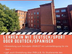 Lehrer:in für Deutsch/Sport oder Deutsch/Spanisch gesucht (2026/27)