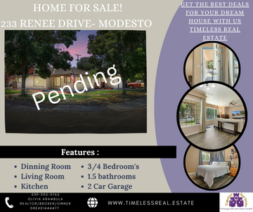 Pending 233 Renee Drive Modesto California