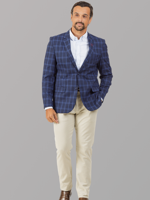 Blazer Slim Fit Cunha Menswear New Fit Blue Air Xadrez