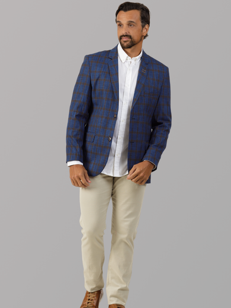 Blazer Slim Fit Cunha Menswear Xadrez Blue 