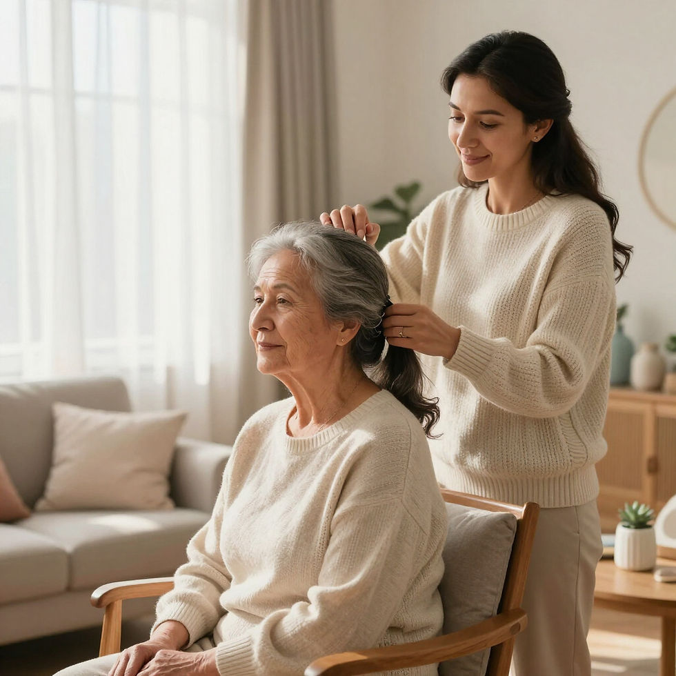 Caregiver helping with hygiene