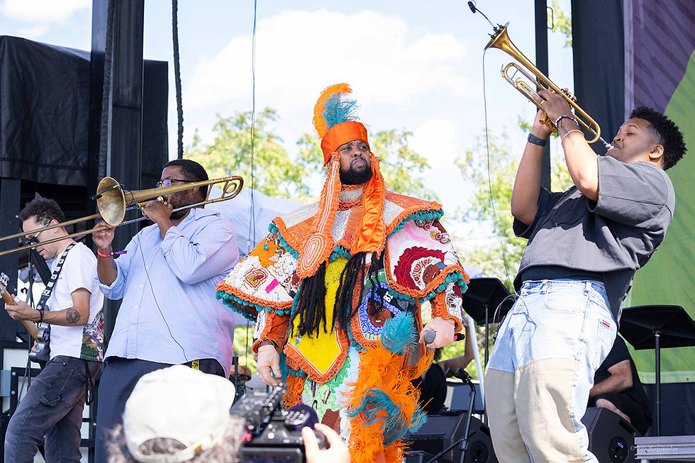 Montclair Jazz Festival -Take Me to the River New Orleans All-Stars, featuring Cyril Neville, Omari Neville, Ian Neville, and Big Chief Gerard "Bo" Dollis Jr. - Photo © Eva Kapanadze - Front Row Jazz
