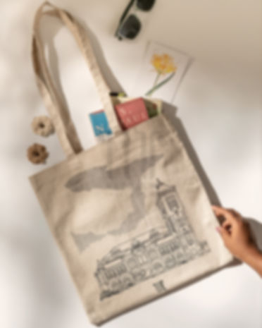 'Victoria Public Hall' Madras Tote Bag
