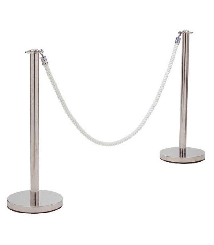 location Poteau Inox avec sa Corde en Velours Blanc