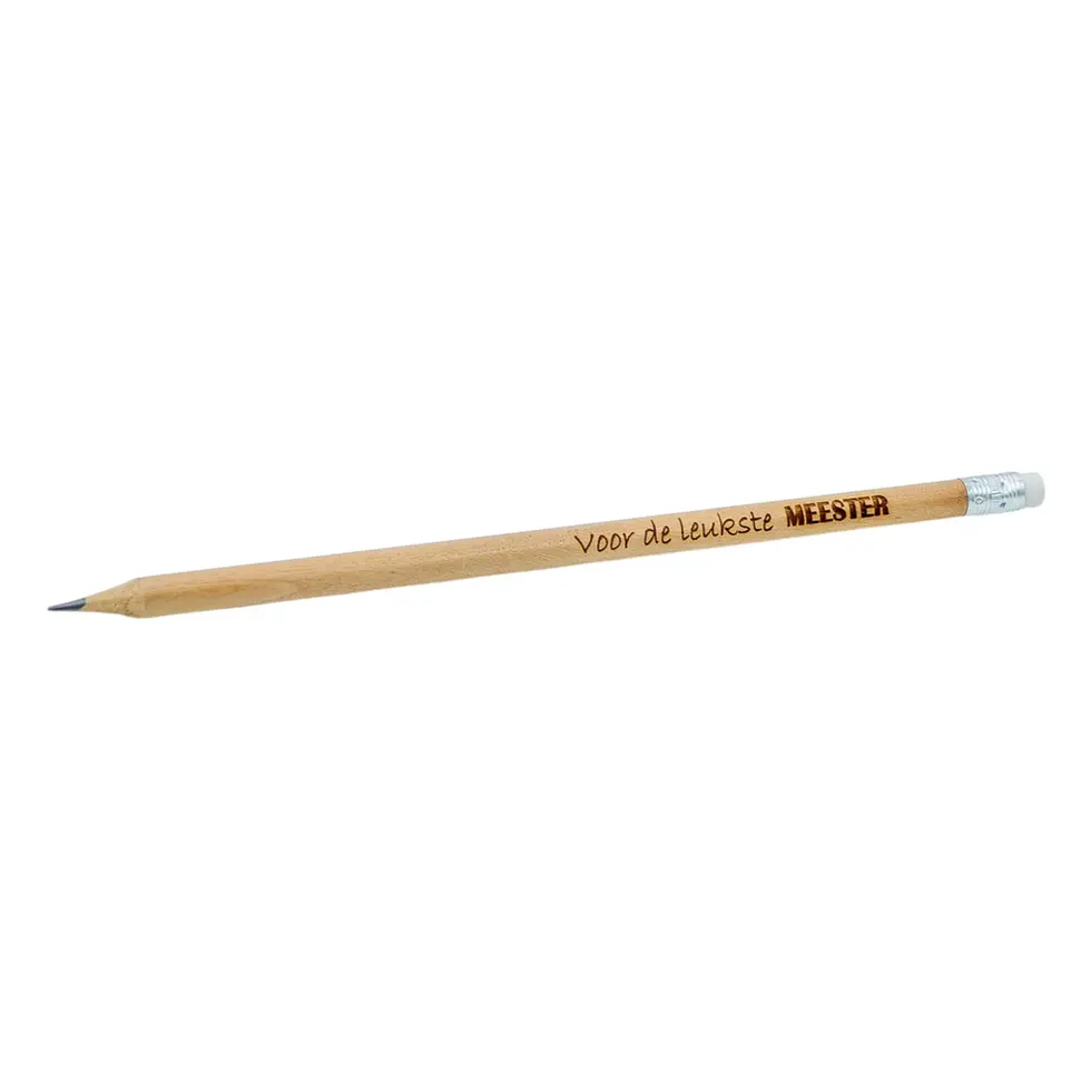 LiZ-e - Houten potlood met gom - Voor de Leukste Meester - Eindejaar - Origineel - Geschenk - Schooljaar