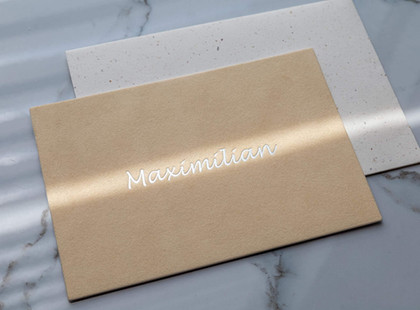 LiZ-e Design - Niel - Geboortekaartje meisje en jongen - Sterrenbeeld Maagd - Letterpress -Foldiedruk - Velvet - Macadamia - Doopsuiker - Maximilian