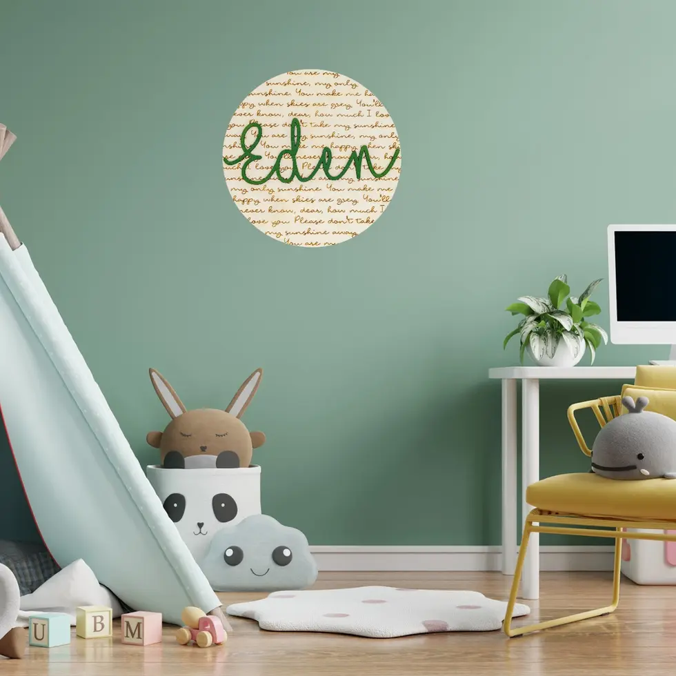 LiZ-e - Gegraveerd rond naambord You Are My Sunshine - Ø 30 cm - Hout - Origineel - Kinderkamer - Geboorte - Naam