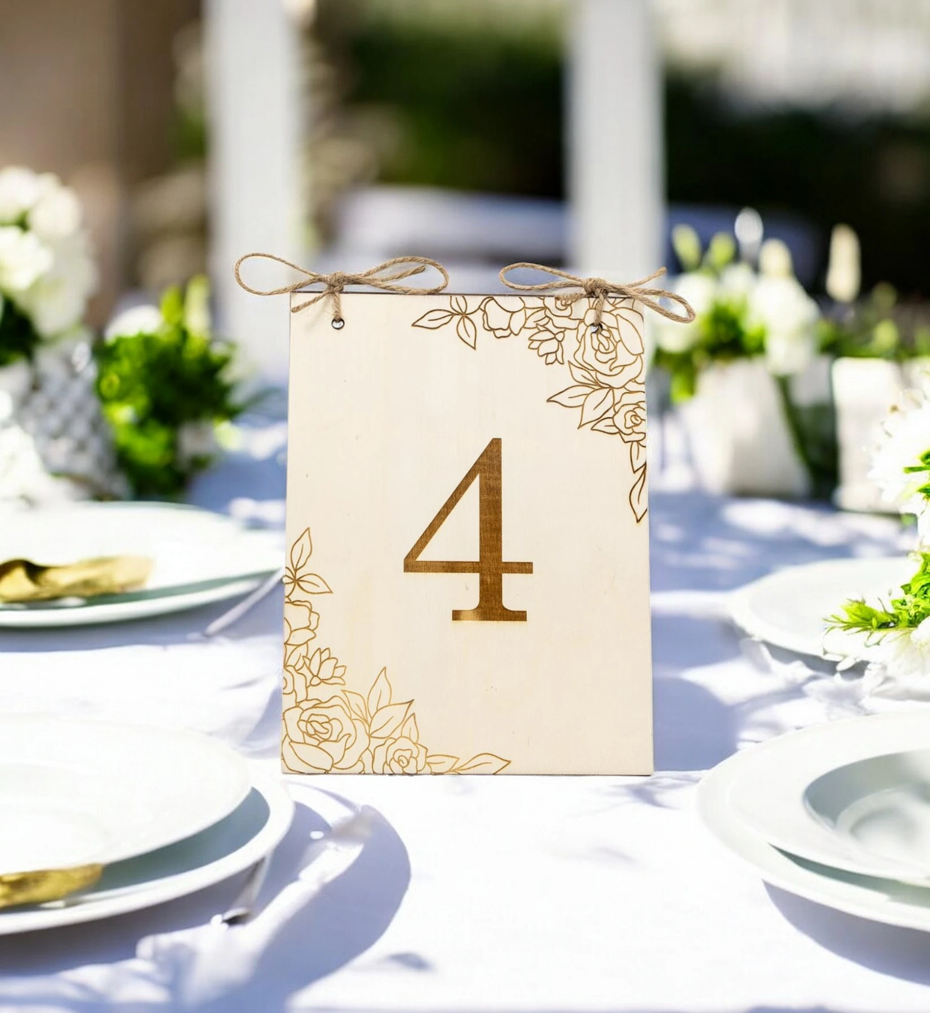 Houten Bord met Rozen – Stijlvolle Tafelaanduiding voor Bruiloften en Feesten Maak jouw bruiloft, jubileum of evenement extra speciaal met deze prachtige houten tafelnummers. Deze tafelnummers combineren een natuurlijke en moderne uitstraling en helpen gasten eenvoudig hun plek te vinden. Ideaal voor het organiseren van een trouwfeest, gala, babyshower, doopsel of bedrijfsfeest. ✔️ Afmetingen: De borden meten 20 cm (hoogte) x 15 cm (breedte) x +- 4 mm (dikte) ✔️ Makkelijk neer te zetten: De 2 helften zijn vastgemaakt met stevige jute touw Hoe gaat huren in zijn werk? ✔️ Kies de decoratie die je wenst te huren. Je kan meerdere artikelen in 1 reservering toevoegen. ✔️ Selecteer de datum wanneer je de decoratie wenst te huren. ✔️ Wij verhuren onze decoratie steeds voor 1 week. Zo heb je voeldoende tijd om deze op te halen en terug te bezorgen. ✔️ Na jouw boeking controleren we de beschikbaarheid en ontvang je een bevestiging. ✔️ Je ontvangt een factuur. Jouw reservering is definitief