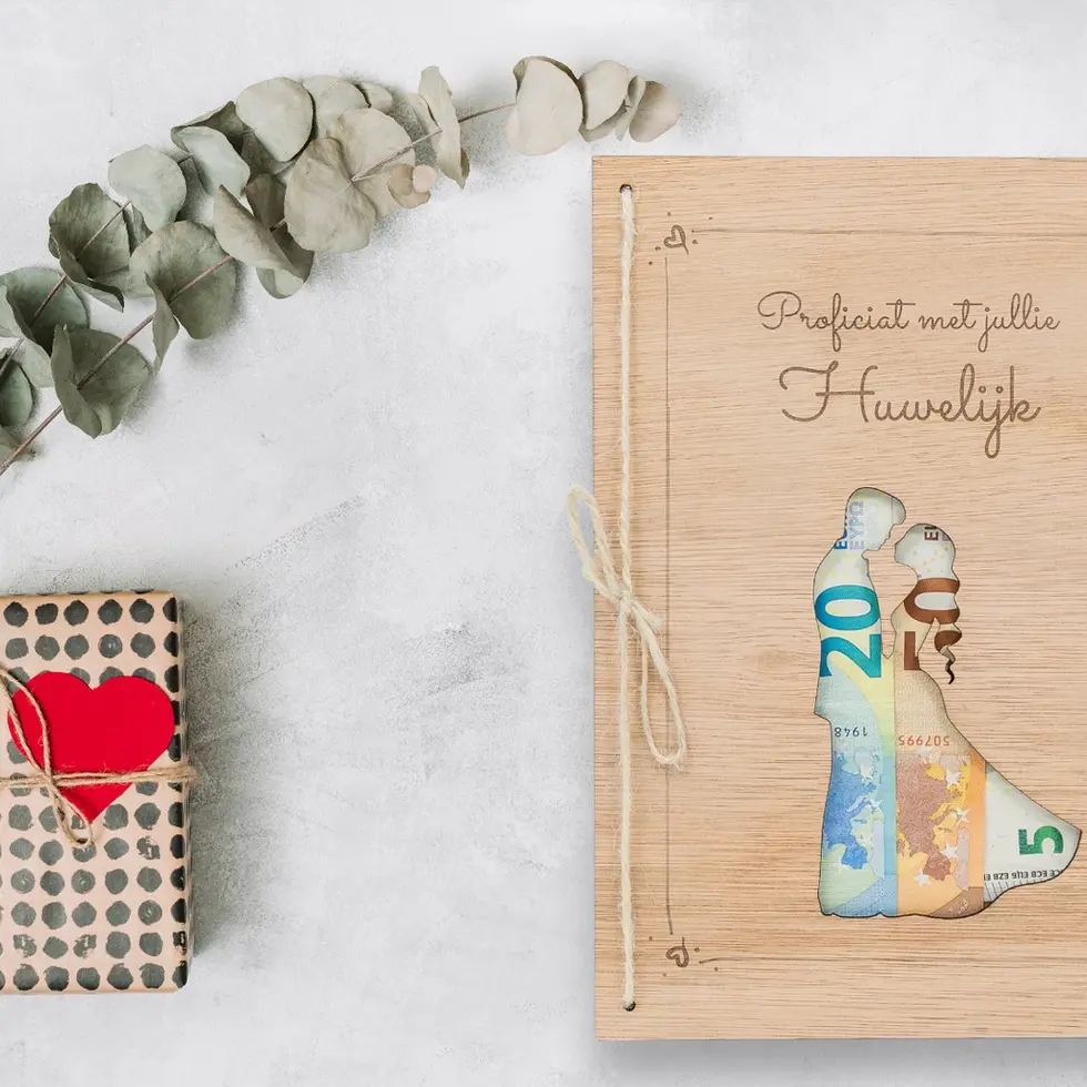 LiZ-e - Huwelijkscadeau - Houten bord - Koppel - Proficiat met jullie Huwelijk - Geldcadeau - Origineel Geschenk - Origineel