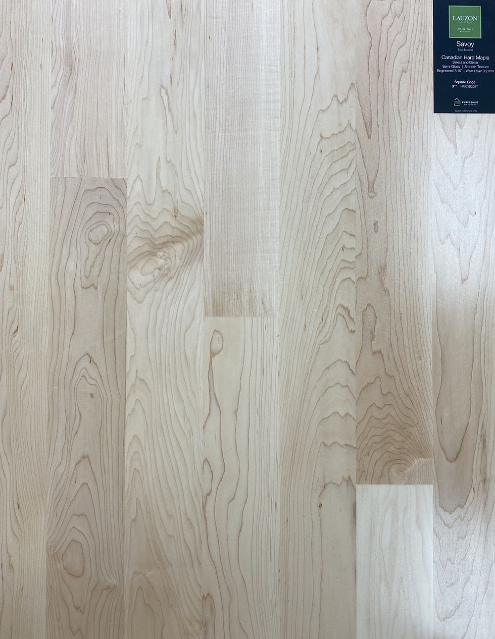 Lauzon Savoy engineered Canadian Hard Maple hardwood flooring with a smooth surface and semi-gloss natural finish