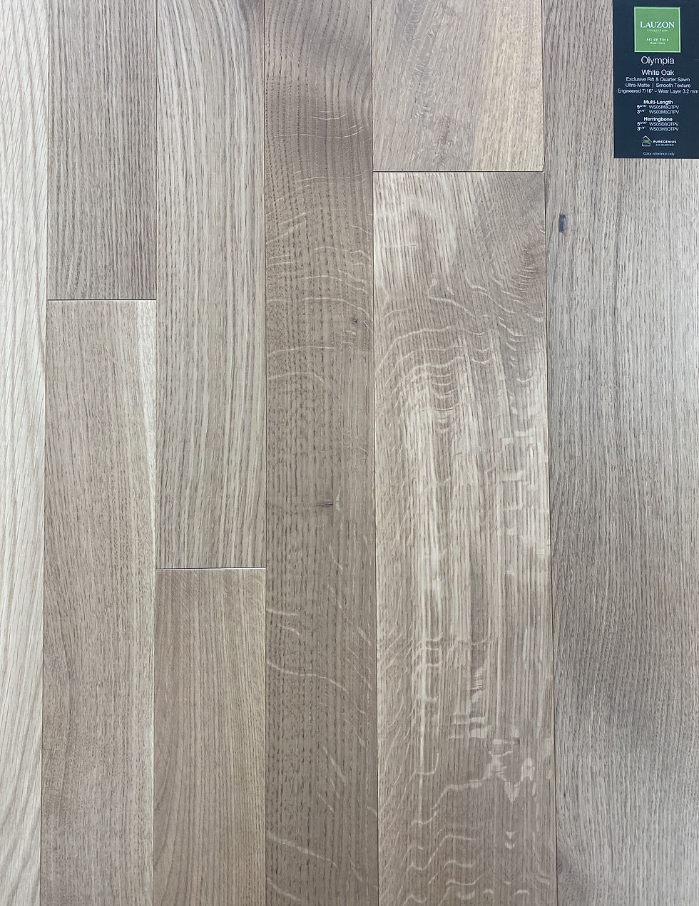 Lauzon Olympia engineered White Oak hardwood flooring with a smooth surface and ultra-matte natural finish
