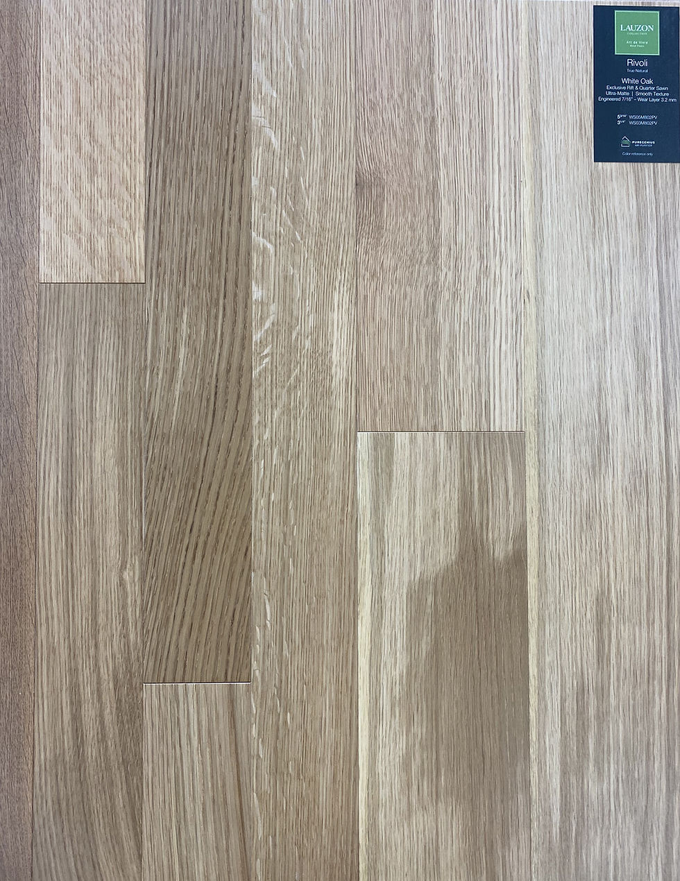 Lauzon Rivoli engineered White Oak hardwood flooring with a smooth surface and ultra-matte natural finish