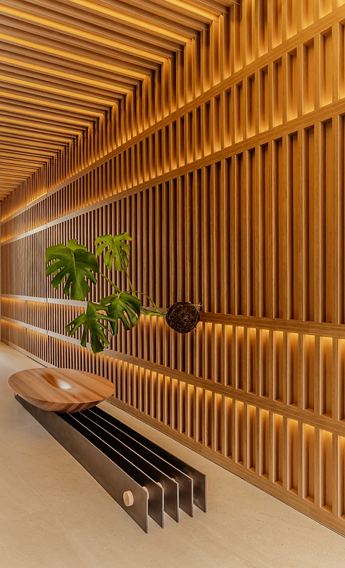Lobby de entrada do Ed. Jaya com projeto de interiores