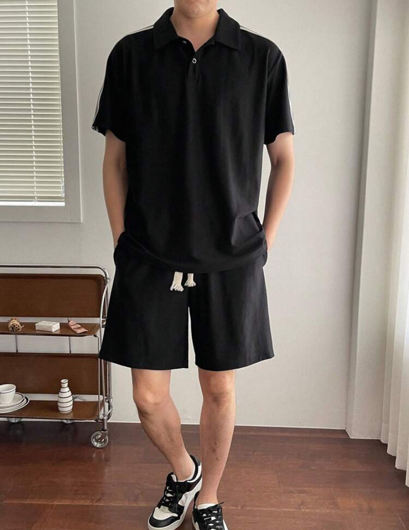 Miniature : Ensemble deux pièces d’été à rayures latérales - Noir