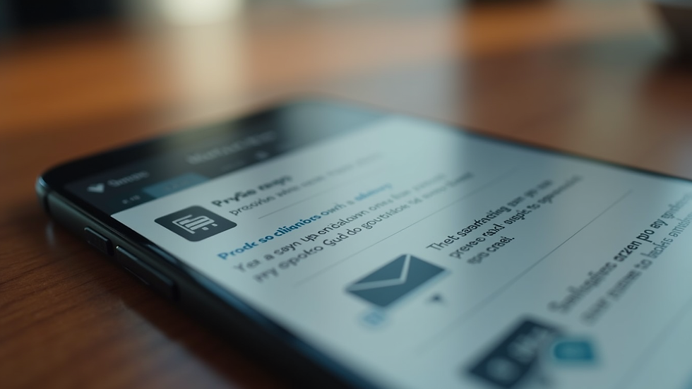 Close-up view of a smartphone displaying a personalized email marketing campaign
