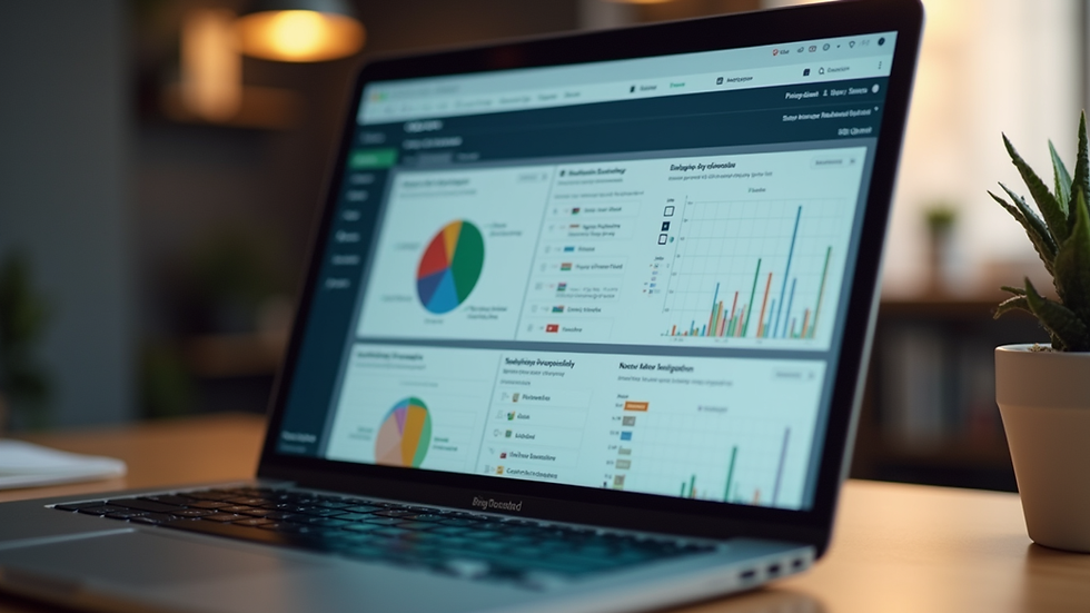 Eye-level view of a laptop screen showing a project management dashboard