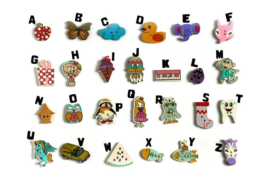 Sew-on Alphabet buttons TomToy