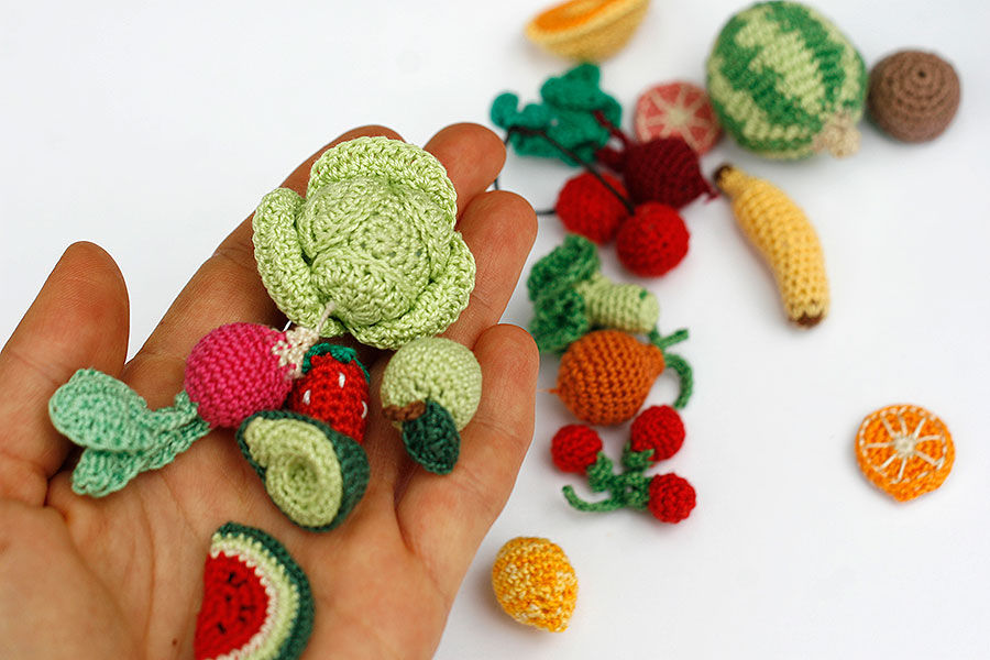 Thumbnail: Miniature crochet Fruits and Vegetables, 1.5-4cm,  1 piece - choose your set
