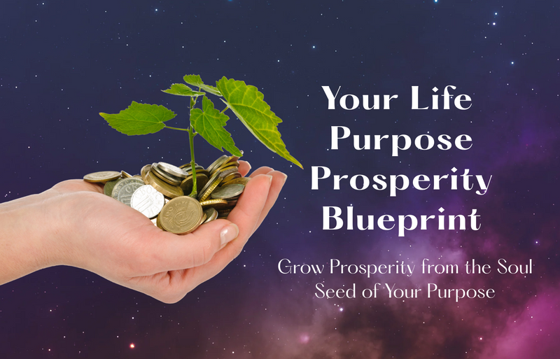 Life Purpose Prosperity Blueprint - a depiction of an astrology chart with quartz crystals on them