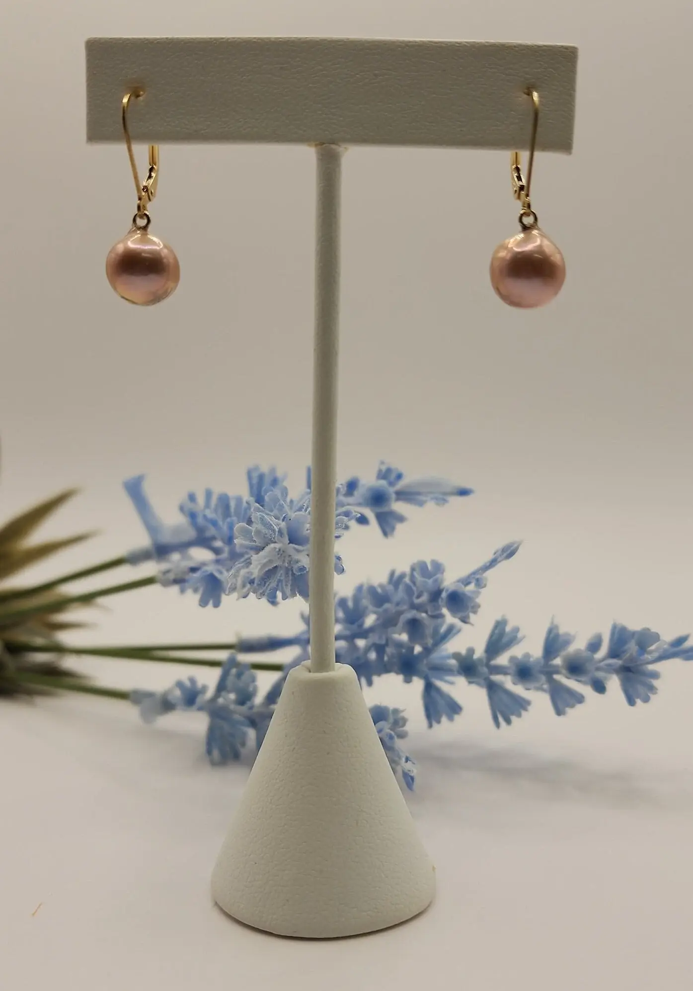 GF Leverback Pink Edison Pearl Earrings