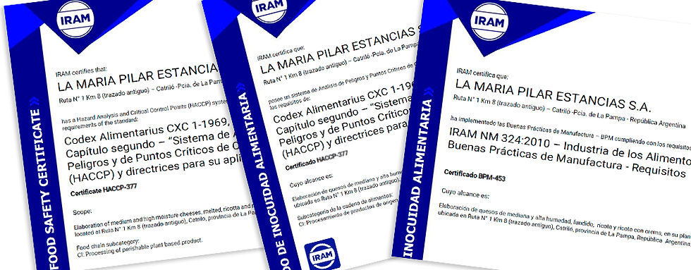 Obtención de Certificación IRAM en BPM y HACCP