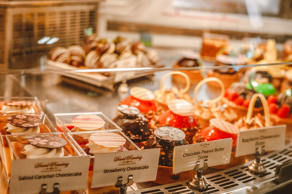 Indulge in David Ramirez Chocolates' summer desserts! Enjoy tropical macarons, citrus sorbet chocolates, berry tartlets, and iced chocolate drinks.