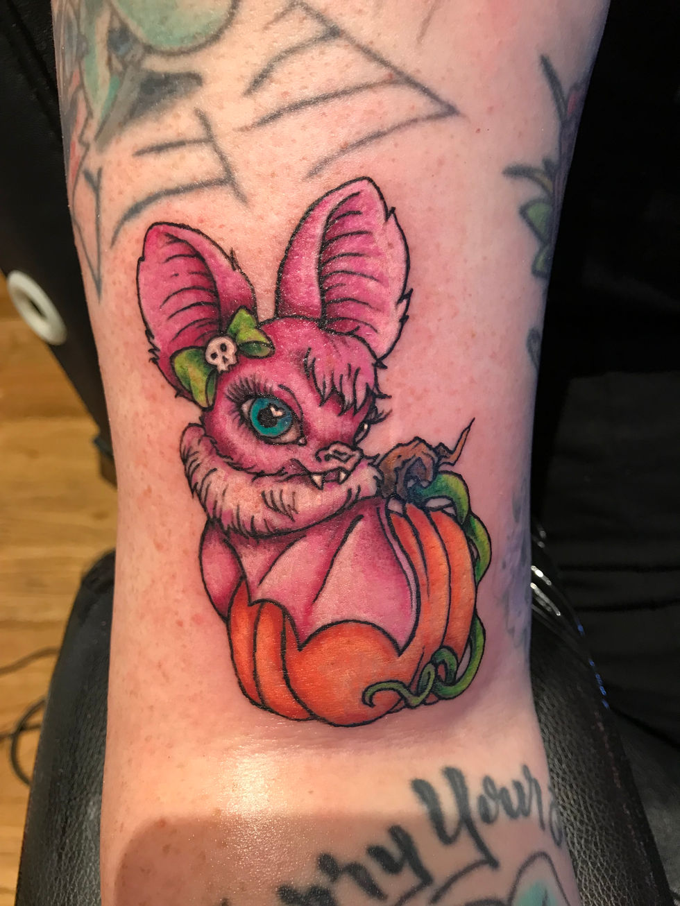 Illustrative color Bat with a Pumpkin