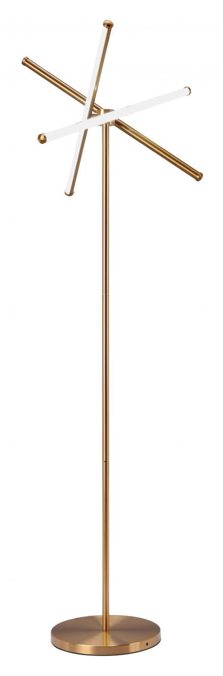 Miniatura: "Garza" Modern Floor Lamp in Brass Side View