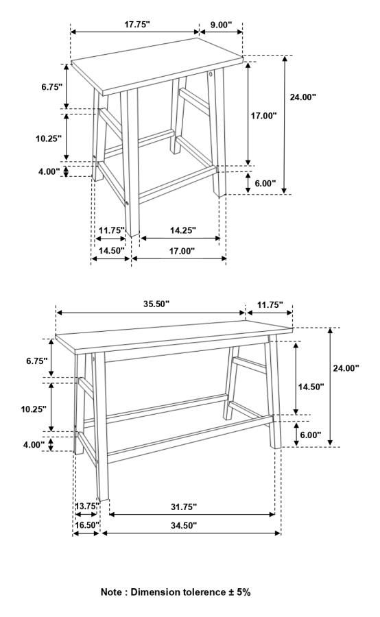 Miniatura: "Connie"  4-piece Counter Height Set Chestnut and Dark Brown Dimensions Guide