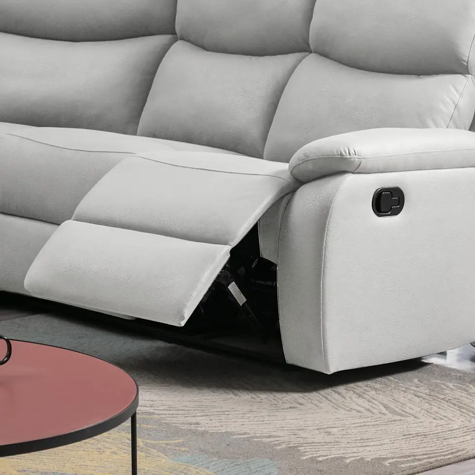 Miniatura: Alec Reclining Sectional with Console in Light Grey Fabric Seat Detail
