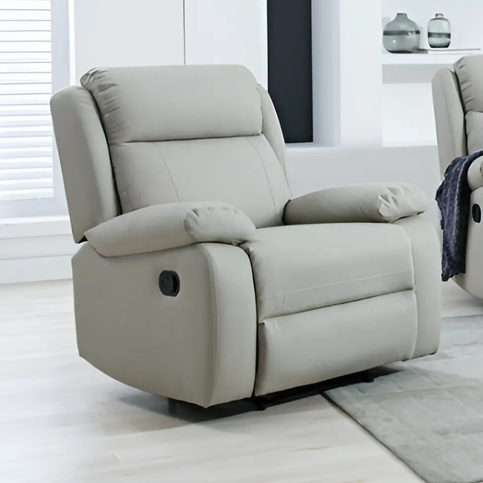 Mark Reclining Chair in Grey Vinyl Room Scene