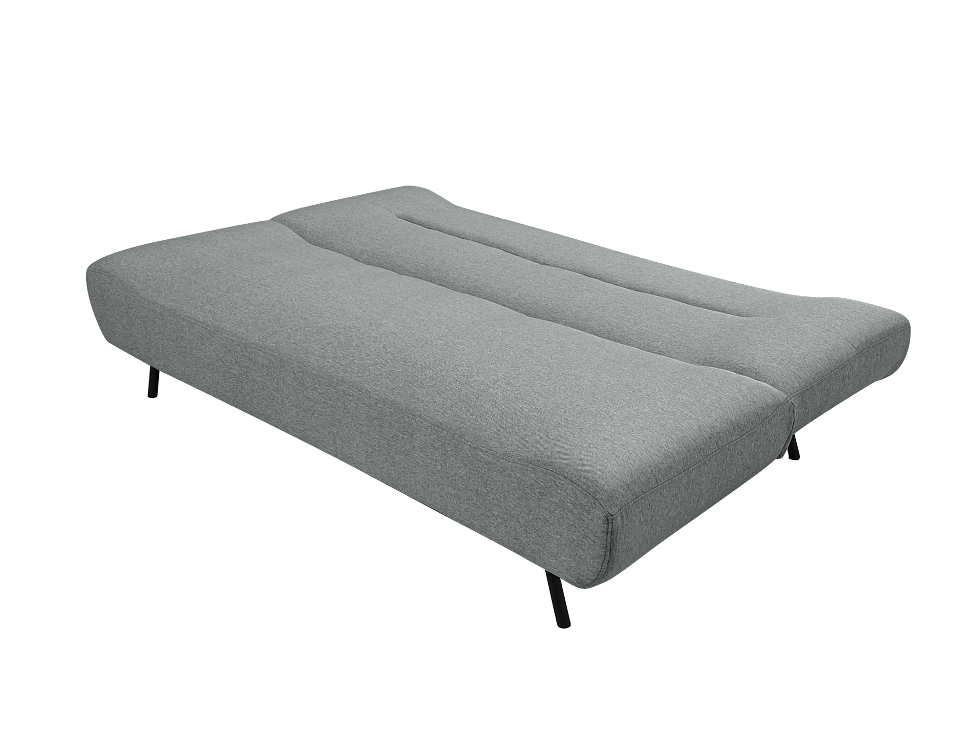 Cooper Retro Futon Couch in Light Grey Fabric Angle View As Bed