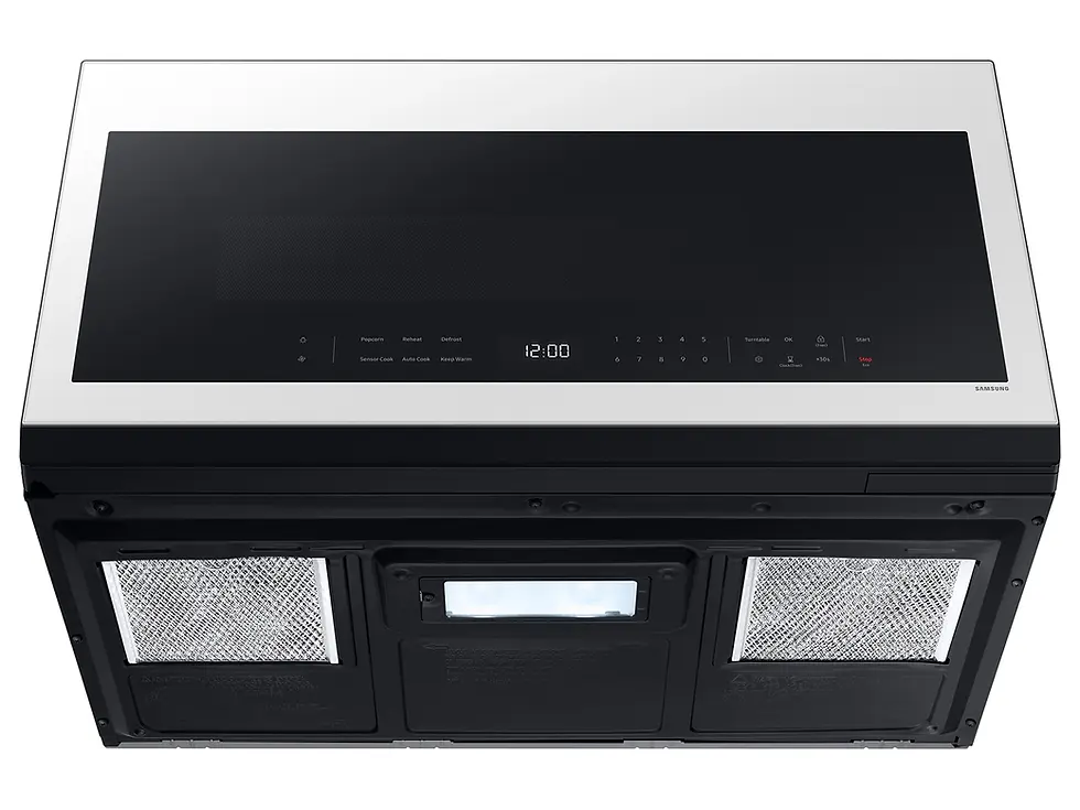 Miniatura: Bespoke 2.1 cu. ft. Over-the-Range Microwave with Wi-Fi in White Glass Bottom view