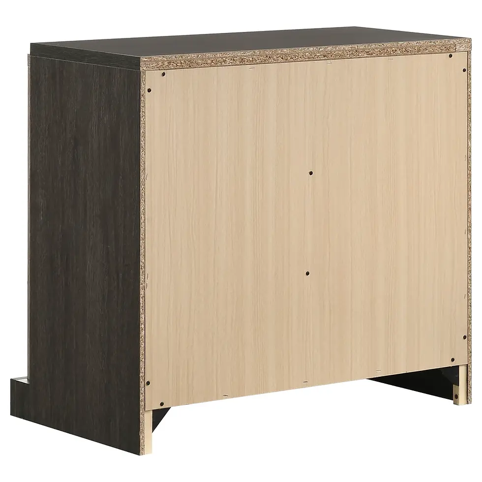 Miniatura: Baker Tall Nightstand with Drawers in Brown And Light Taupe Angle Back View Siloe