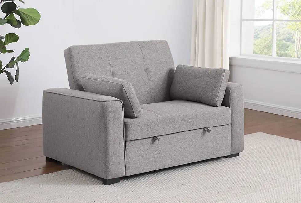 Thumbnail: Edith Oversized Sleeper Chair in Grey Fabric Upholstery Room Scenen