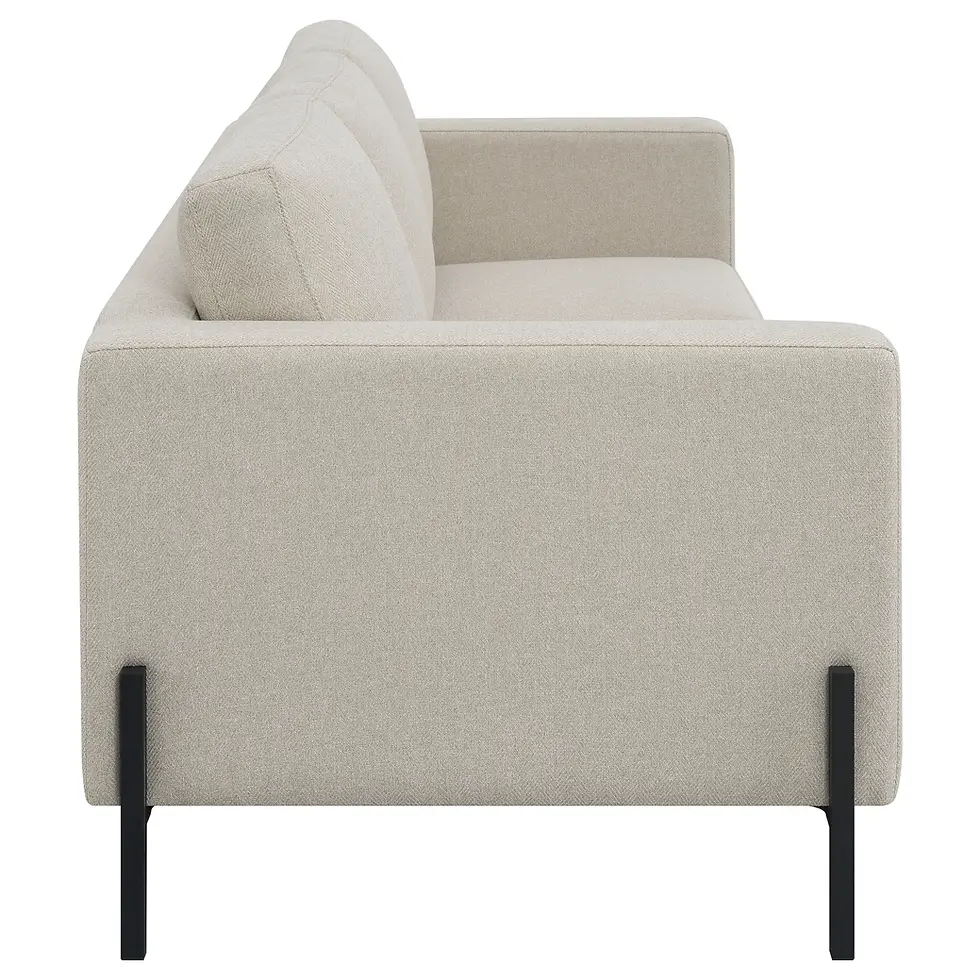 Thumbnail: Brook Modern Living Room Sofa in Oatmeal Fabric Side View