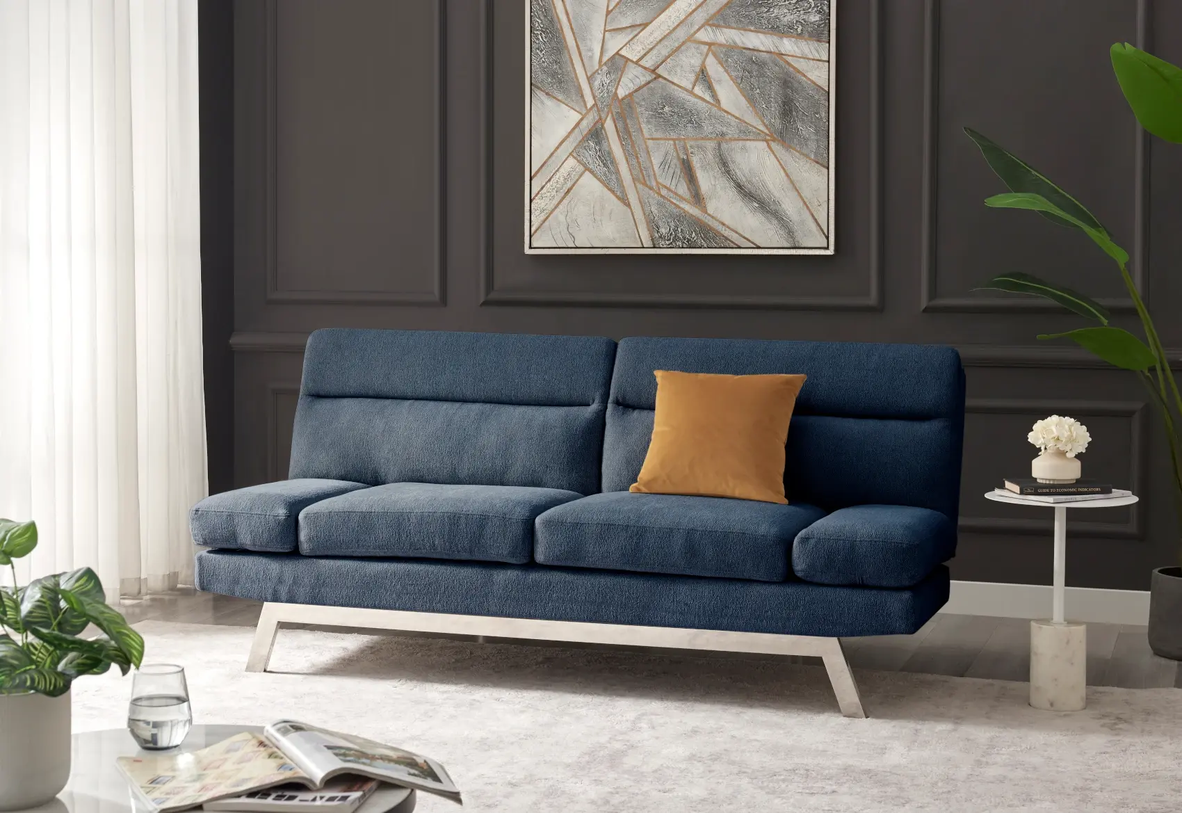 Milena Convertible Futon Bed Blue Room Scene