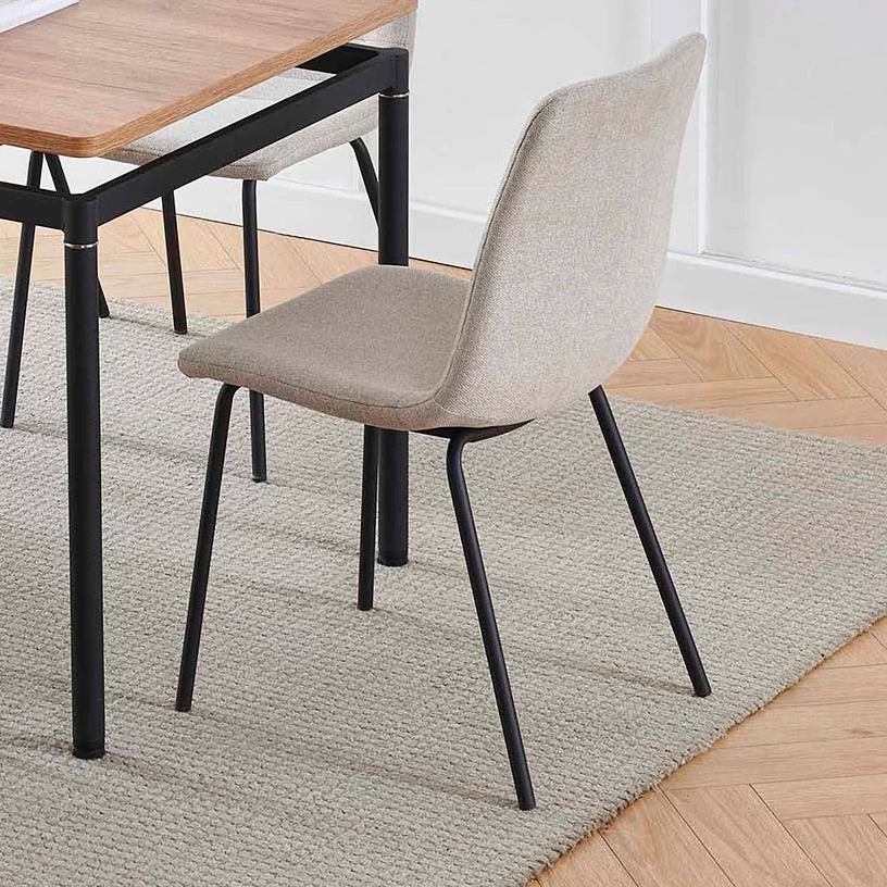 Everly Dining Chair in Black and Beige Side View