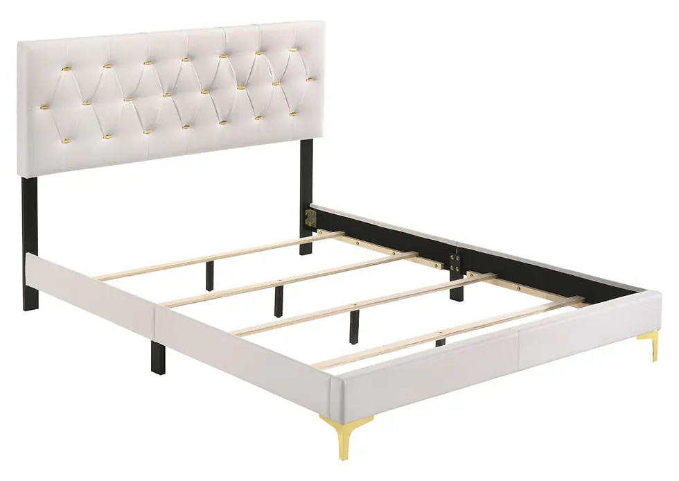 Thumbnail: "Kendall" Bed in White Angle View Silo No Mattress