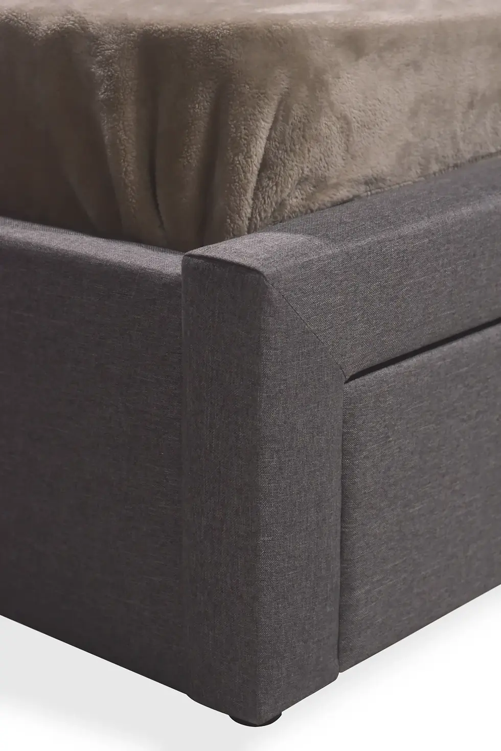 Miniatura: Pierre Queen Storage Bed Upholstered in Grey Fabric Footboard detail