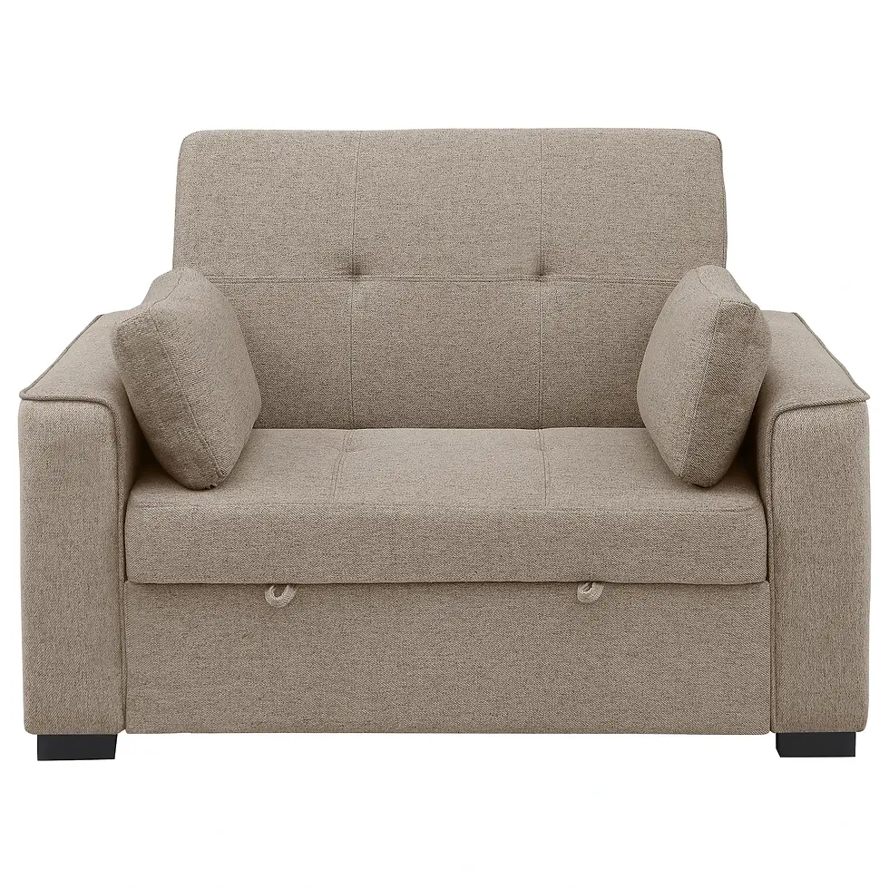 Thumbnail: Edith Oversized Sleeper Chair in Beige Fabric Upholstery Front View