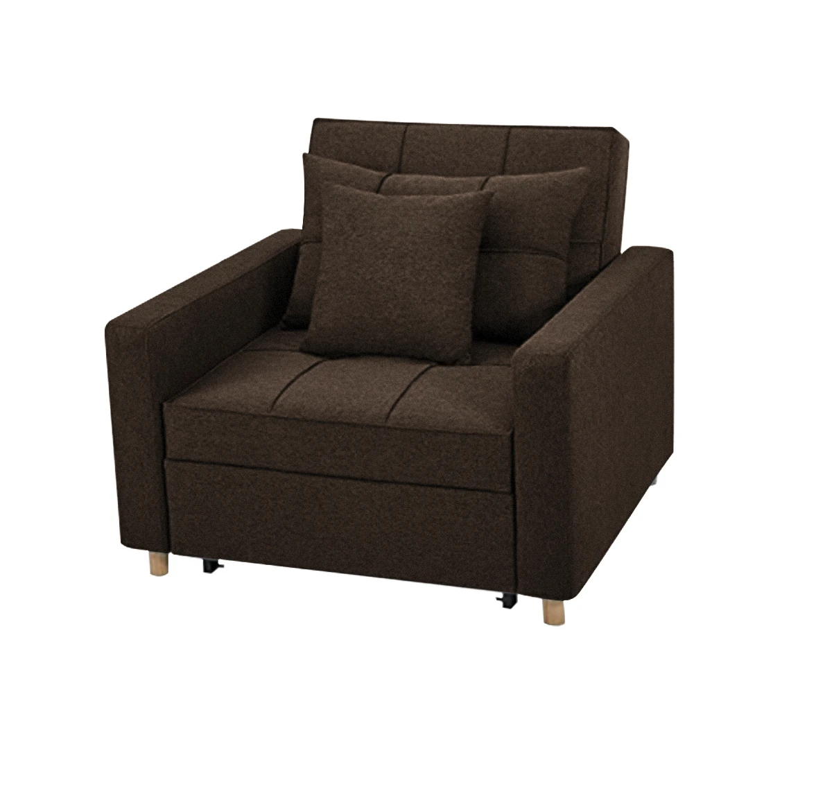 "Oliver" Futon Chair in Brown Fabric Angle View