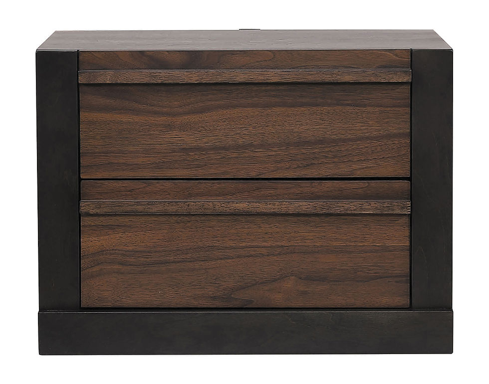 Miniatura: "Azalia" Nightstand in Black and Walnut Finish Front View