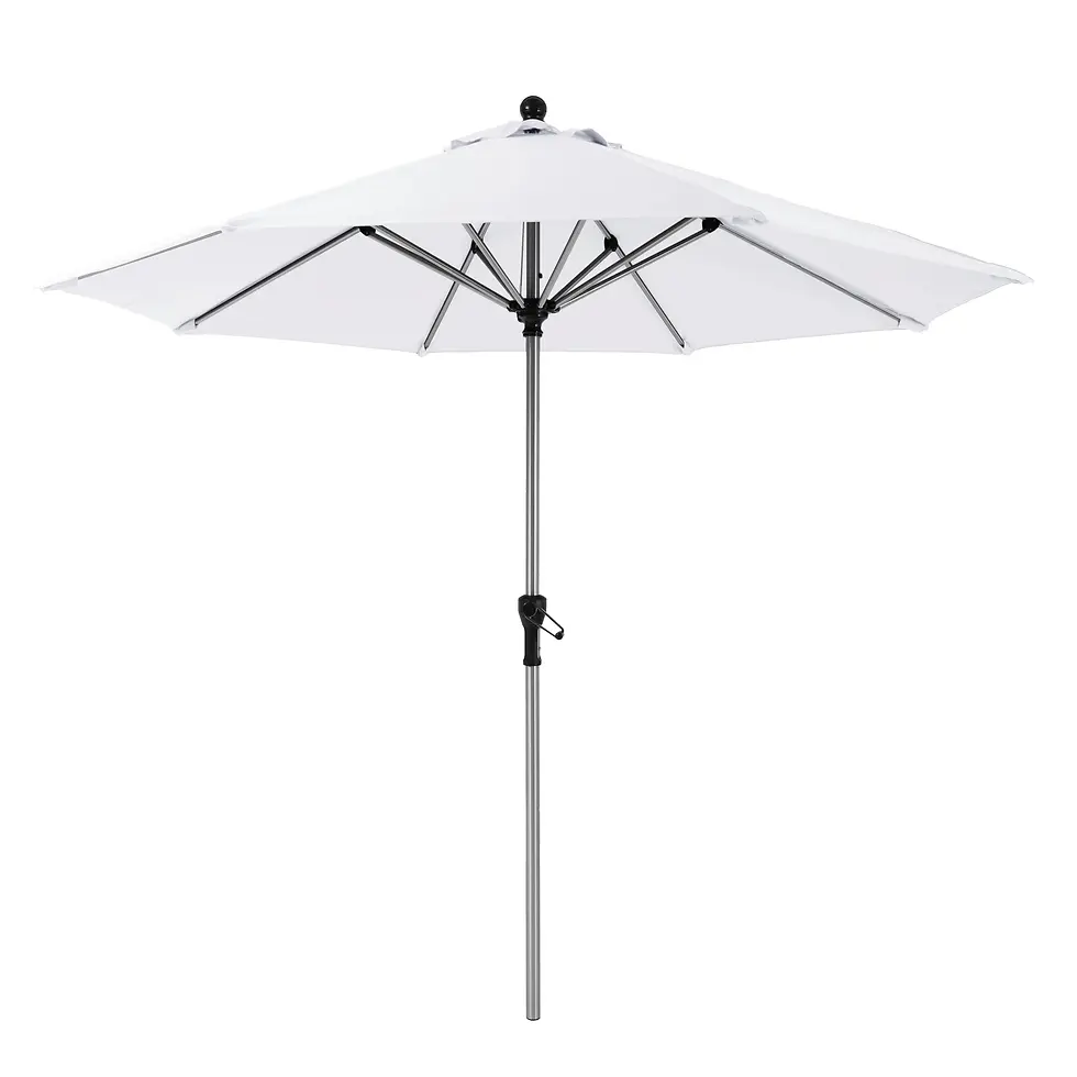 Commercial 9 Ft Patio Umbrella in White Front View