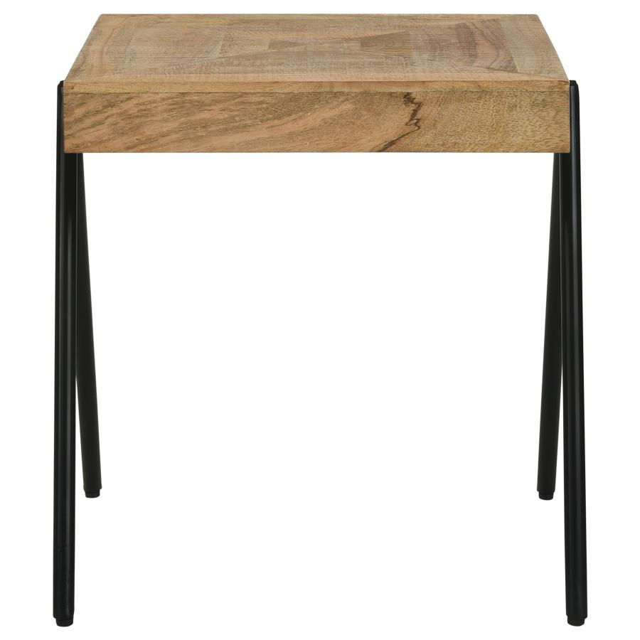 Thumbnail: Avery Square End Table With Metal Legs Natural And Black Back View Silo