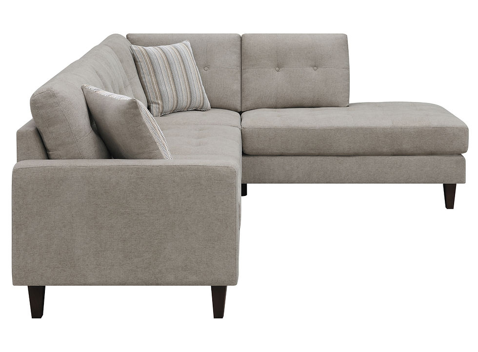 Miniatura: Barton Upholstered L Shaped Sectional in Toast and Brown Side View Silo